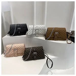 Selection of chic crossbody bags with M-letter monogram print and metal chain straps