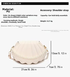 Detailed view of white shell bag featuring pleated PU texture and elegant pearl handle