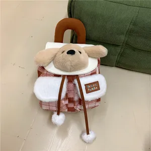 Sac à Dos Gingham en Peluche Mignon Animal 3D pour Enfants Filles Femmes Petit Sac d'École en Toile Décontracté Voyage Quotidien