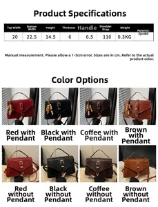 Detailed sizing chart and crocodile texture options for this stylish crossbody square bag