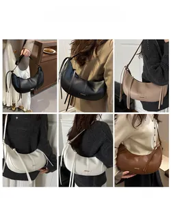Collage mit Modellen, die verschiedene Hobo-Taschen in Schwarz, Weiß und Karamell tragen