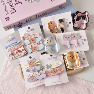 Set di mollette per capelli in acrilico con gatti e cani in colori pastello macaron