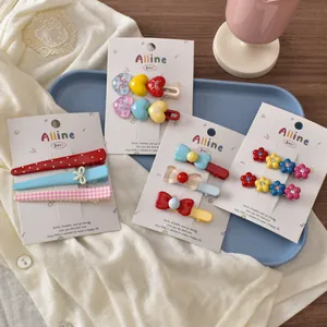 Colorful Korean dopamine hair clips set with cute bow and heart designs for women and girls