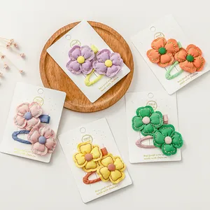 Pinces à Cheveux Fleur en Tissu Fait Main pour Filles Pinces à Bec de Canard Florales Accessoires Cheveux Enfants pour le Quotidien