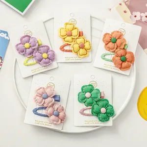 Lot de barrettes fleurs en tissu faites à la main pour filles en cinq couleurs pastel