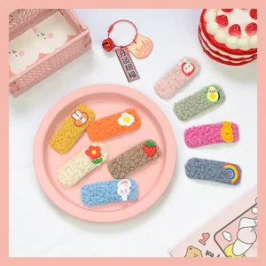 Set di fermagli per capelli in peluche pastello con simpatici disegni 3D di conigli