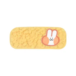 Fermaglio per capelli in peluche giallo con coniglietto bianco per bambine e kawaii