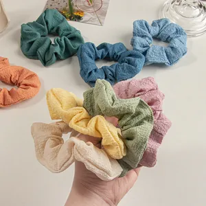 Lot de chouchous colorés en tissu seersucker aux tons pastels pour coiffures féminines