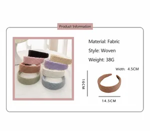 Detailed size specs for 4.5cm mohair knit headbands in black pink and blue colors
