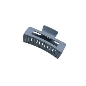 Pince à cheveux rectangulaire minimaliste élégante en bleu-gris mat pour coiffage