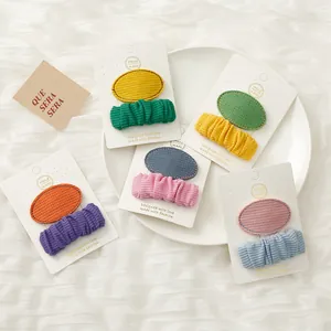 Kids Fabric Hair Clip Set Cute Girls BB Clips Handmade Geometric Side Barrette Hair Accessories For Toddler Little Girls