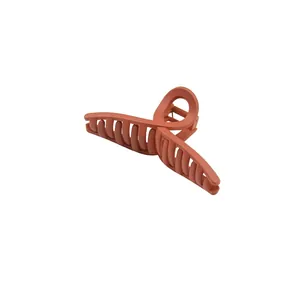 Matte coral cross hair claw clip for women with strong metal spring for long hair styling