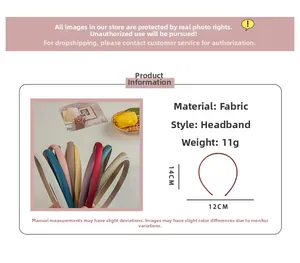 Detail specifications of multi-color satin headbands set with 12cm width and 14cm height