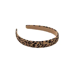 Diadema de leopardo clásica para mujer en tela marrón vintage con diseño fino en forma de U