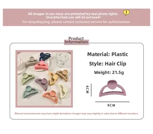 Detail showing multi-color matte cream hair claws in 9cm size and 21.5g plastic material