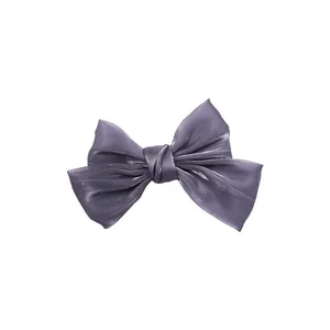 Barrette à cheveux élégante en satin mauve nacré avec un design de nœud vintage chic
