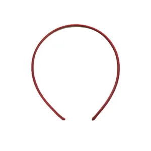 Minimalist slim dark red satin headband for women with a simple retro design for daily wear