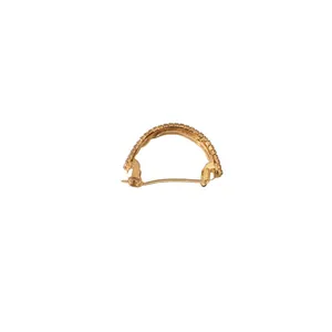 Golden curved rhinestone hair clip featuring a sparkling spring ponytail fastener buckle
