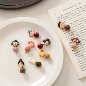 Funny Cartoon Human Face Hair Clip With Resin Bead Mini Duckbill Clip Cute Colorful Character Bangs Clip Women Girls Hair Accessories