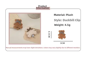 Dettaglio molletta per capelli a orsetto di peluche di 6,5cm x 5cm e 4,5g