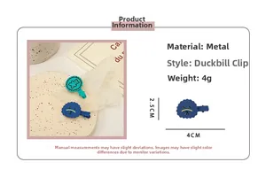 Tableau des tailles détaillé pour barrettes en métal ours et chien mesurant 4cm par 2,5cm