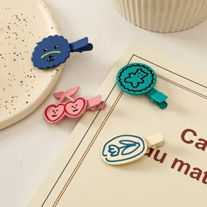Barrettes à Cheveux Ours Chien Tulipe Cœur Dessin Animé Pinces à Bec de Canard en Métal Givré Accessoires Cheveux Femme Fille