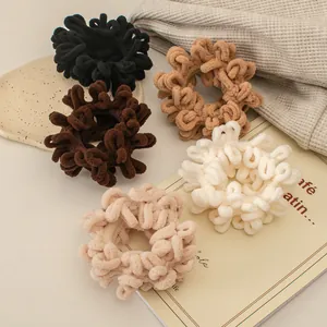 Damen Koreanische INS Weiche Plüsch Haargummis Hoch elastische Haarbänder Chenille Stirnbänder Herbst Winter Süßer Haarschmuck