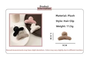 Tableau des tailles pour pinces à cheveux en peluche douce de 9cm sur 5,5cm