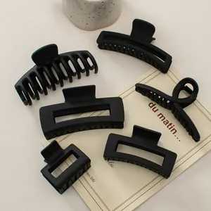 6-teiliges Set mattschwarzer geometrischer Haarklammern im minimalistischen Stil für Damen