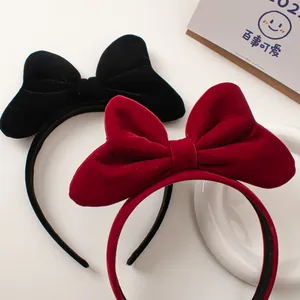 Elegant Large Velvet Bow Headband For Women Girls Vintage Sweet Hair Band Retro 3D Soft Fabric Hair Hoop Styling Accessory