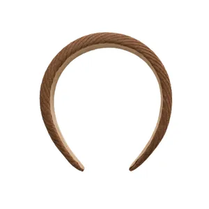 Retro wide sponge headband in caramel corduroy with a thick vintage aesthetic design