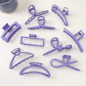 Lot de pinces à cheveux en métal mat bleu pervenche aux formes géométriques pour femmes