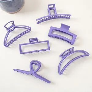 Lot de 6 pinces à cheveux bleu pervenche mat aux formes géométriques variées pour femme