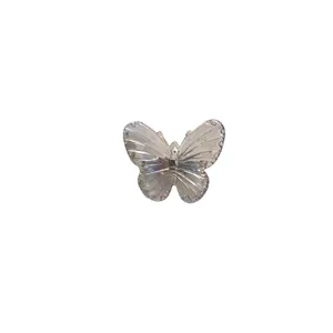 Squisita clip per capelli a farfalla laser con lucentezza iridescente e finitura in metallo