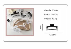 Detail showing dimensions and specifications of large gradient hair claw clips