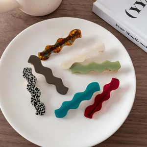 Vintage Acetate Wave Hair Clips Simple Elegant Duckbill Side Clips Leopard Print Marble Pattern Hair Accessories For Women