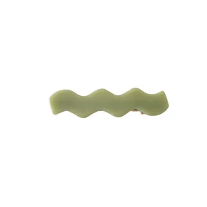 Minimalist green acetate wavy hair clip with vintage style and metallic side clip barrette