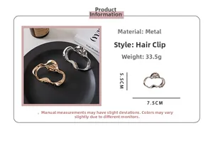 Tabella taglie dettagliata per molletta per capelli in metallo con misure 7,5 cm x 5,5 cm