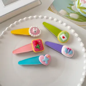Schattige Cartoon Konijn Bloem Haarclips Voor Meisjes Snoepkleur Hars Hart BB Clip Mode Haaraccessoires