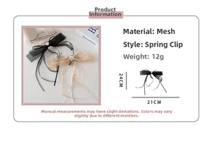 Spécifications de taille pour pince à cheveux nœud en maille avec mesures détaillées