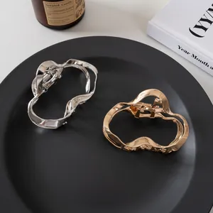 Molla per Capelli Minimalista in Metallo Geometrica Irregolare per Donna Oro Argento Lega Traforata Accessori per Capelli
