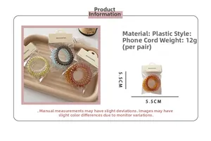 5.5cm spiral telephone wire hair tie set in a stylish display tray with packaging card