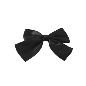 Fermaglio per capelli a fiocco classico in tessuto nero per ragazze con design in raso