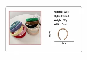 Detailed product size and material info for knitted headband with multi-color options