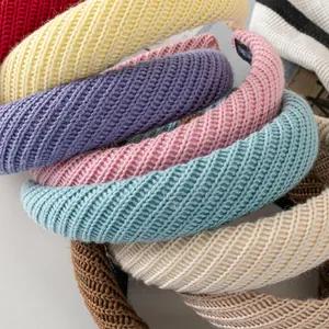 Chic thick knitted headbands in vibrant colors for a high-volume hairstyle look