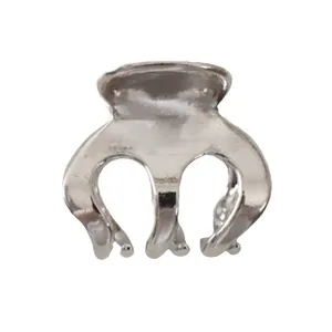 Polished silver mini metal hair claw clip for bangs and high ponytail styling