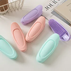 Ergonomic silicone scalp massage brushes in macaron colors for hair washing