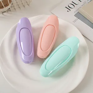 Three-piece macaron color ergonomic cleaning brushes in purple pink and mint green