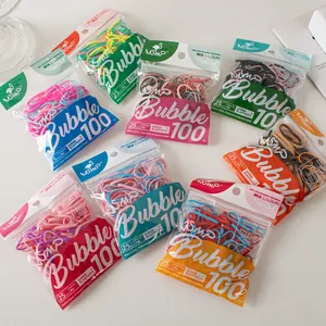 Detail of 25mm high-elastic candy-colored hair bands in multi-color 100pcs packaging