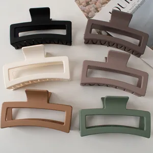 Set di sei grandi mollette rettangolari opache in colori Morandi per capelli folti